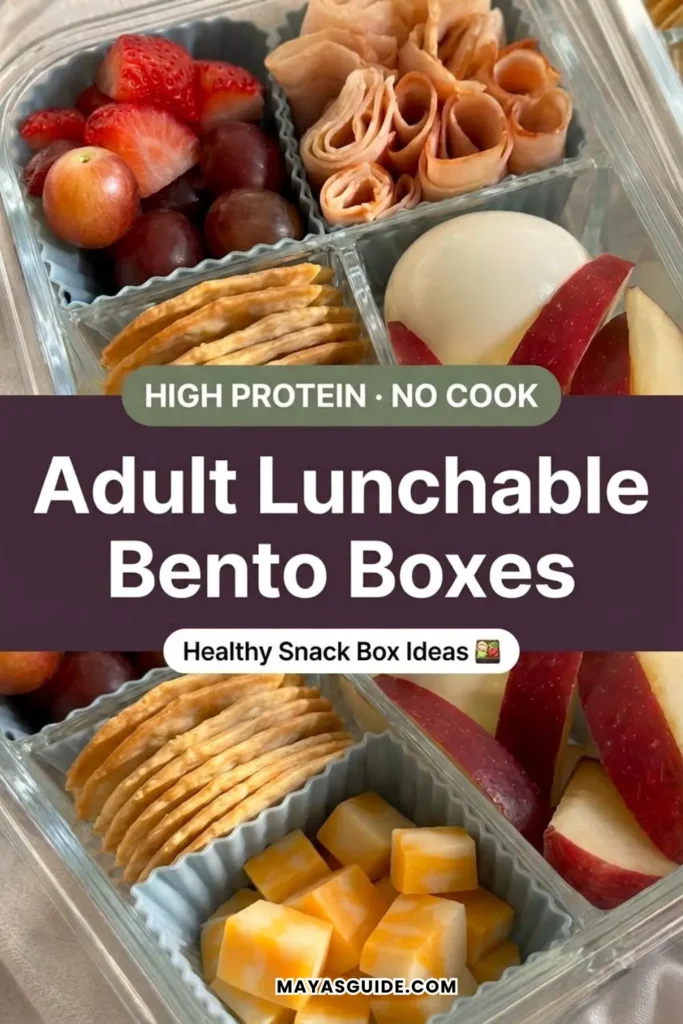 High protein adult lunchable bento box, easy make-ahead work lunch idea