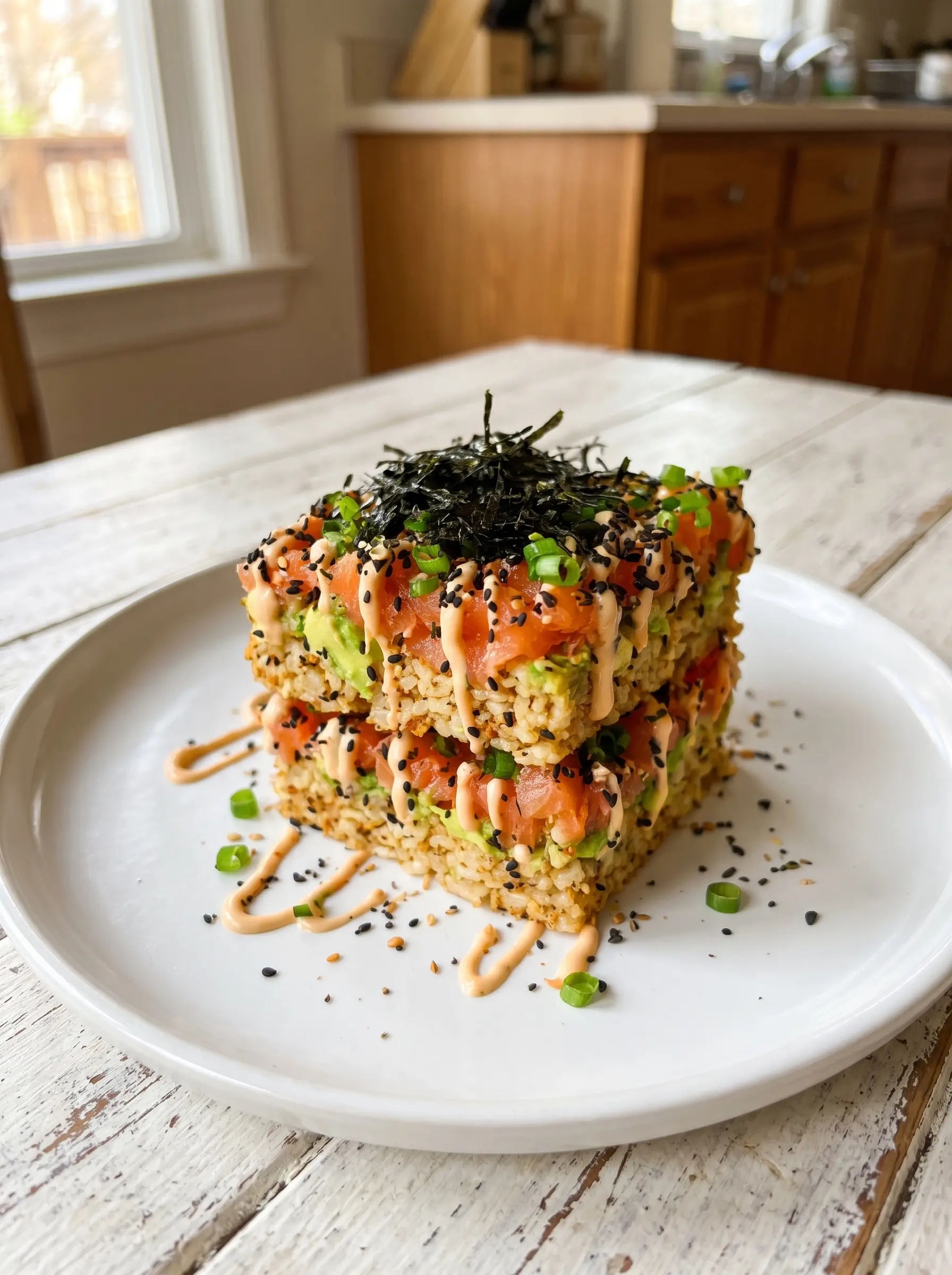 Crispy Salmon Rice Stack (Viral High-Protein Bowl)