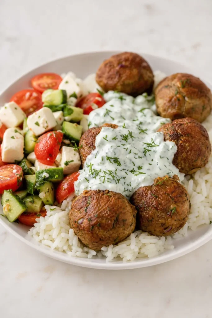 Greek Turkey Meatballs with Tzatziki (High-Protein Meal Prep)