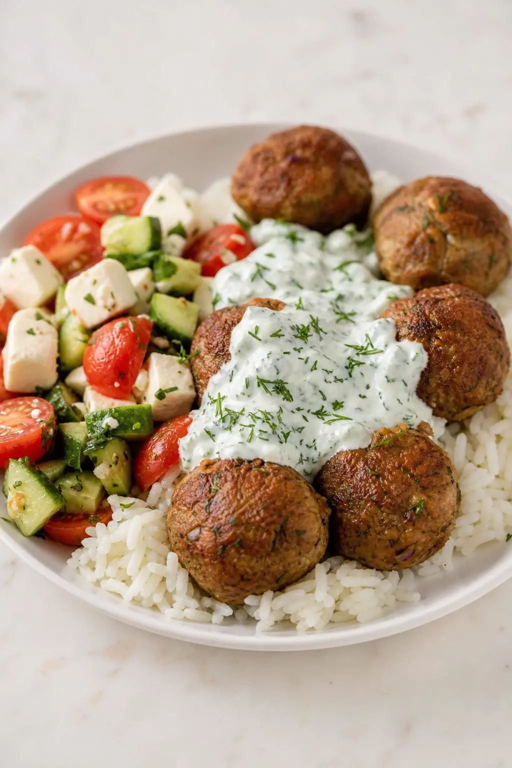 Greek Turkey Meatballs with Tzatziki (High-Protein Meal Prep)