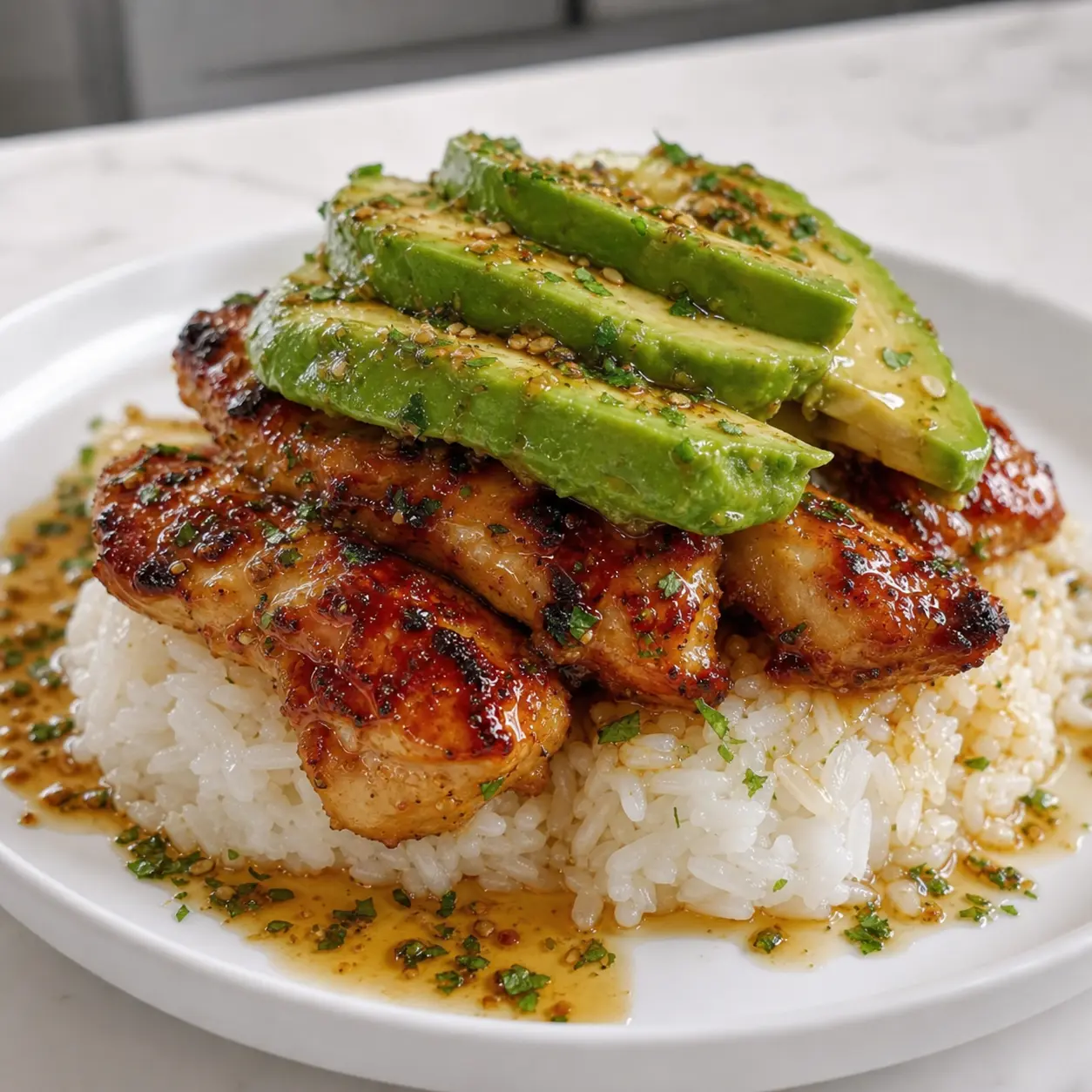Honey Lime Chicken & Avocado Rice Stack (High-Protein)