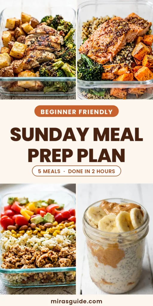 Beginner Sunday Meal Prep Plan (5 Meals, 1 Grocery Trip)