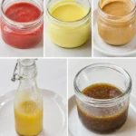Jars of homemade salad dressings