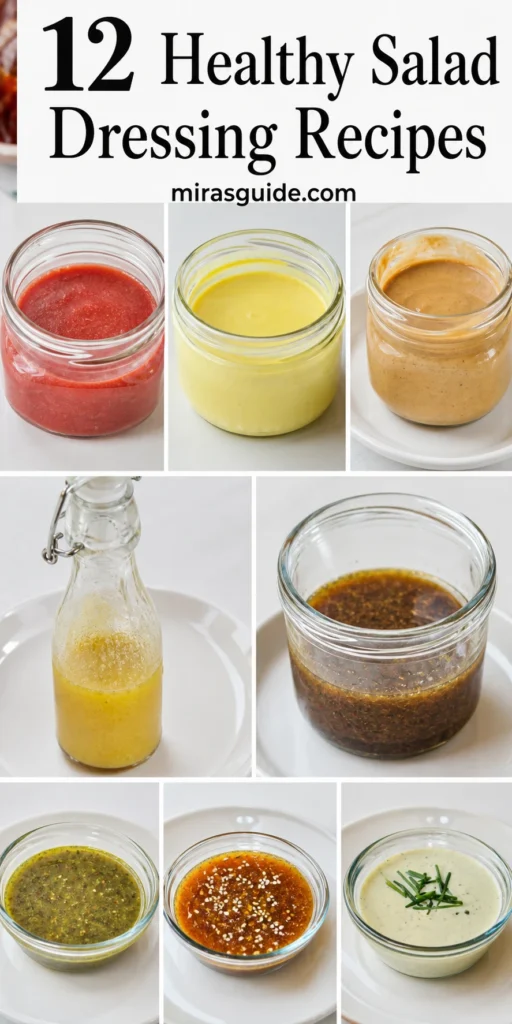 Jars of homemade salad dressings