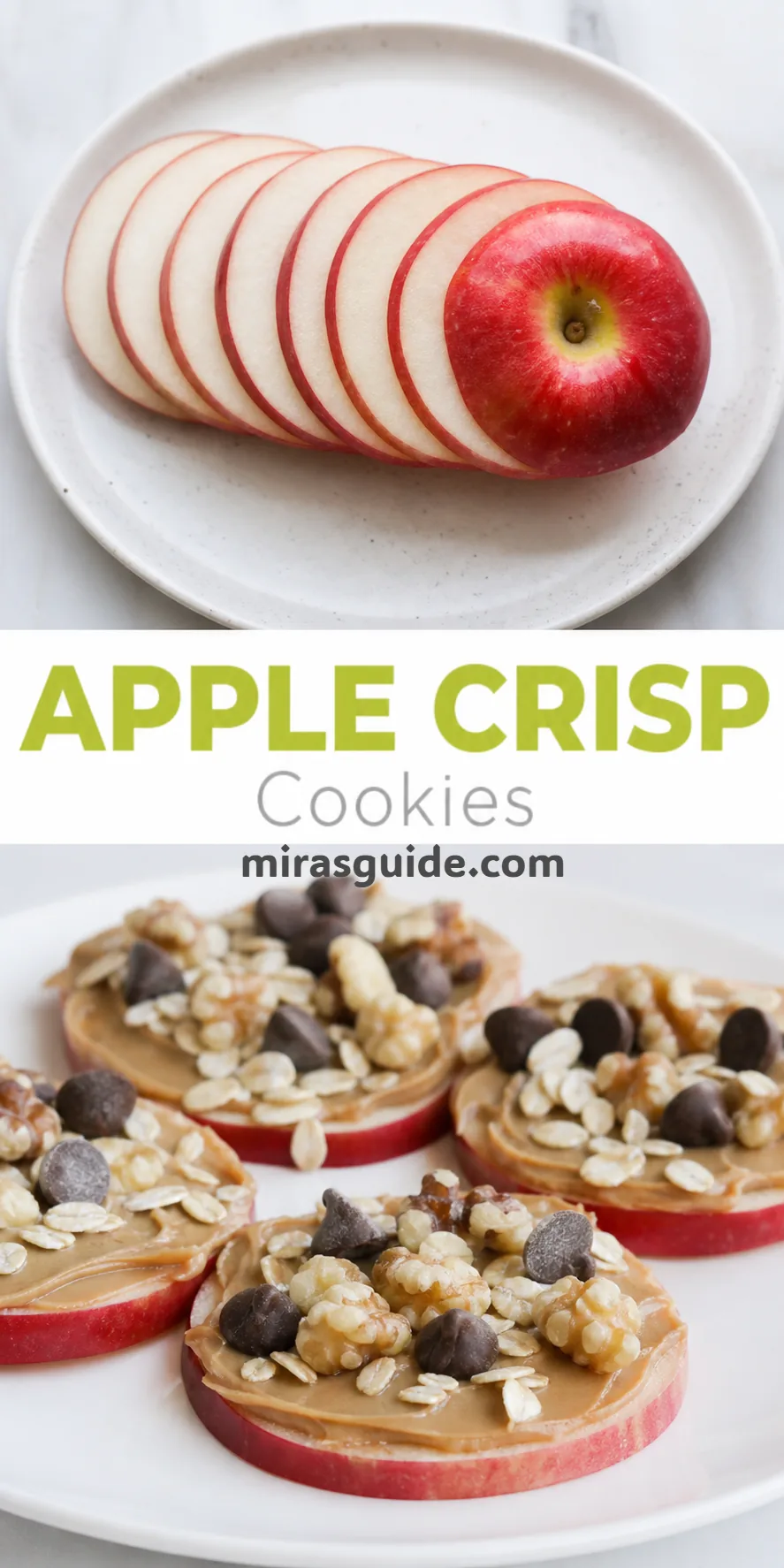 Apple ring cookies with peanut butter, nuts, coconut and chocolate chips