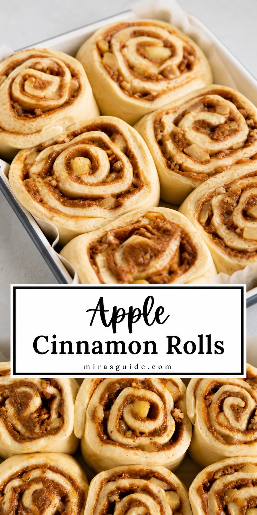 Apple pie cinnamon rolls with gooey apple filling and cream cheese glaze