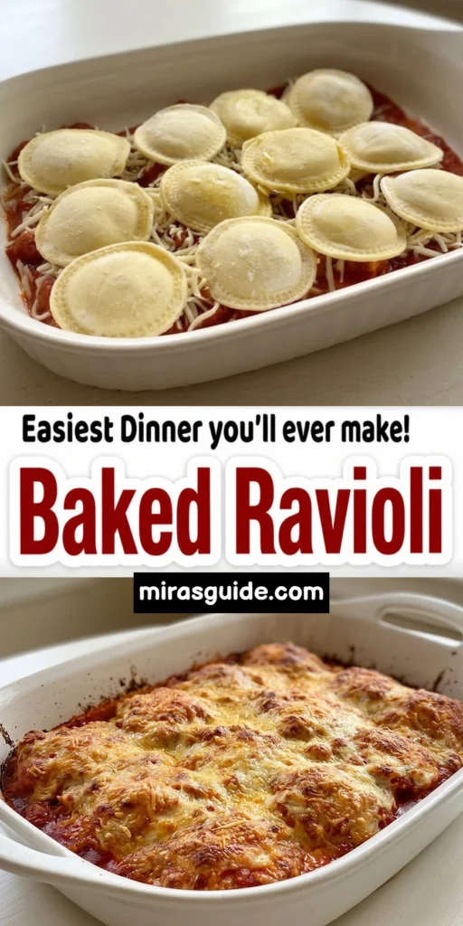 Baked ravioli lazy lasagna in a white dish