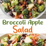Broccoli apple salad with cranberries and pecans