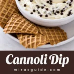 Cannoli dip with mini chocolate chips and waffle cone chips
