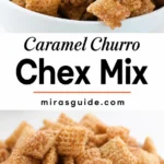 Caramel churro Chex mix coated in cinnamon sugar