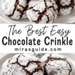 Chewy chocolate crinkle cookies with powdered sugar crackle