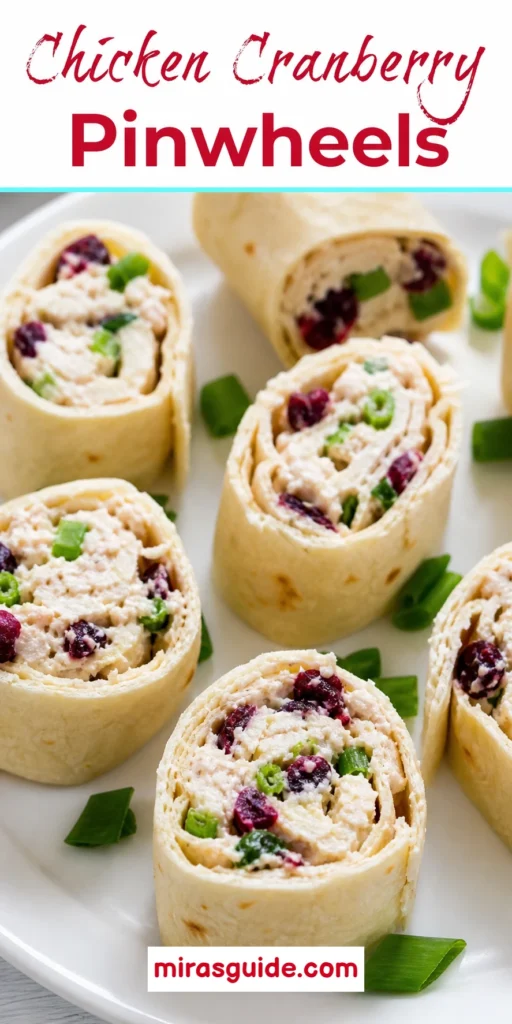 Chicken cranberry pinwheels sliced on a plate