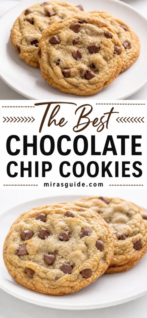 Chewy chocolate chip cookies on a plate