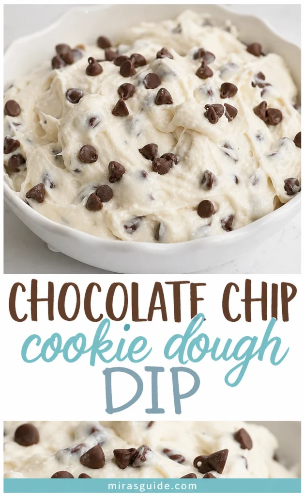 Chocolate chip cookie dough dip in a bowl