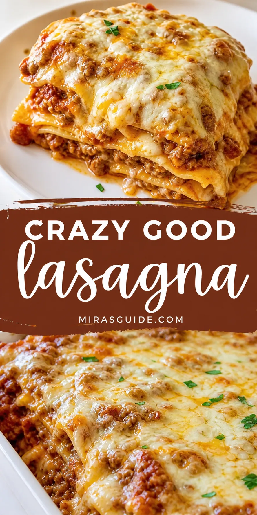 Slice of classic lasagna with meat sauce and melted cheese