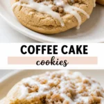 Coffee cake cookies with streusel topping and vanilla glaze