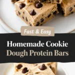 Homemade cookie dough protein bars with chocolate chips