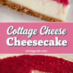 Cottage cheese cheesecake slice with raspberry topping