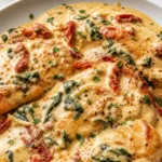 Creamy Tuscan garlic chicken with spinach and sun-dried tomatoes