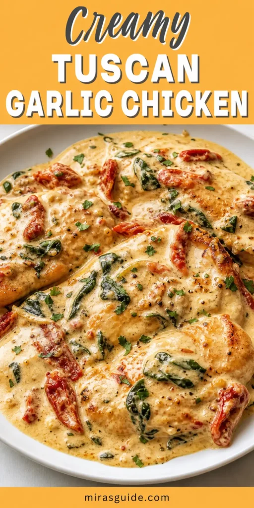 Creamy Tuscan garlic chicken with spinach and sun-dried tomatoes