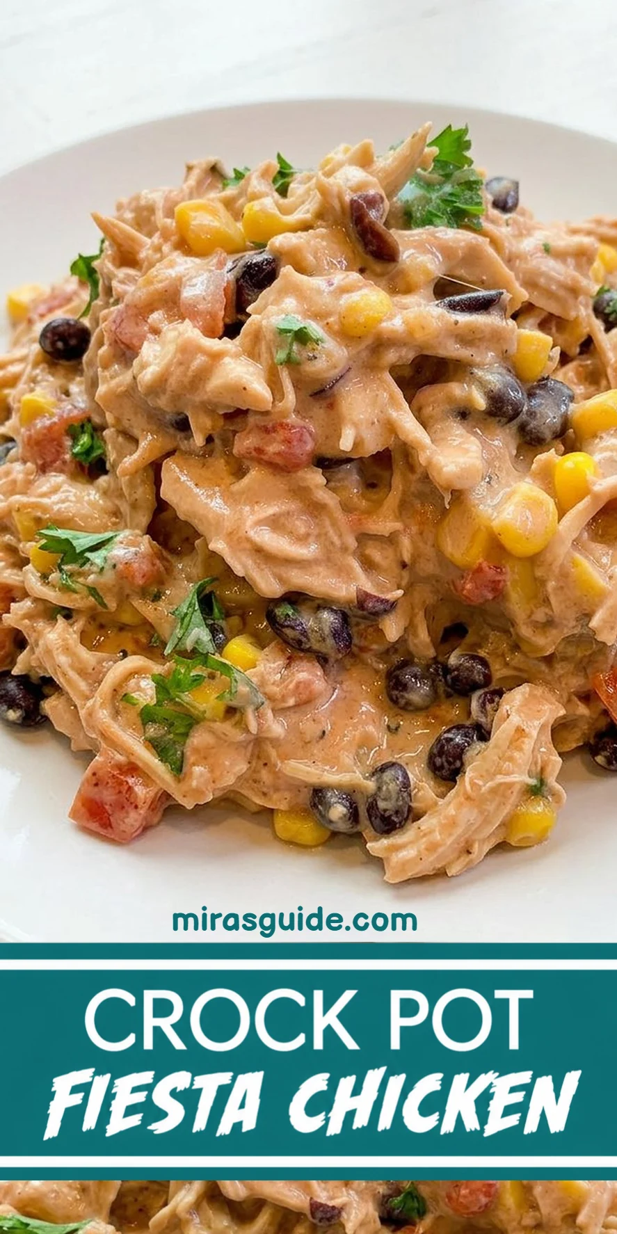 Crock pot fiesta chicken with black beans and corn