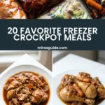 Freezer crockpot meal bags with chicken, potatoes, cream sauce and vegetables ready to cook