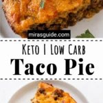 Crustless taco pie slice with sour cream
