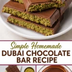 Homemade Dubai chocolate bars with pistachio kataifi filling