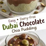Dubai chocolate chia pudding with pistachio and chocolate topping