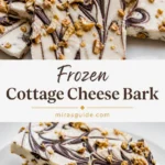 Frozen cottage cheese bark with chocolate swirl and chopped nuts