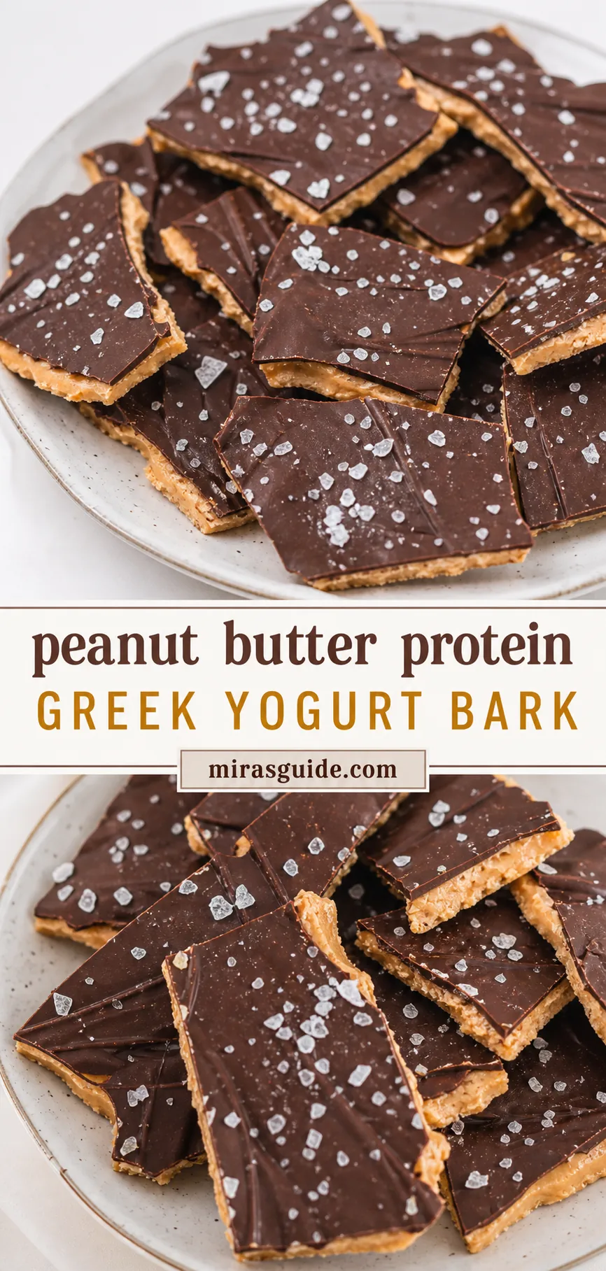Peanut butter chocolate Greek yogurt bark with sea salt