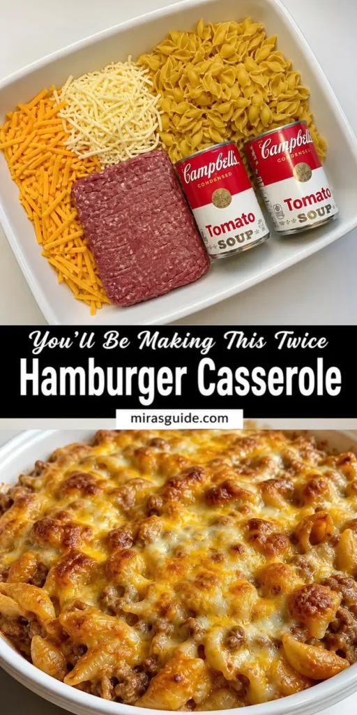 Hamburger casserole with tomato soup and cheese