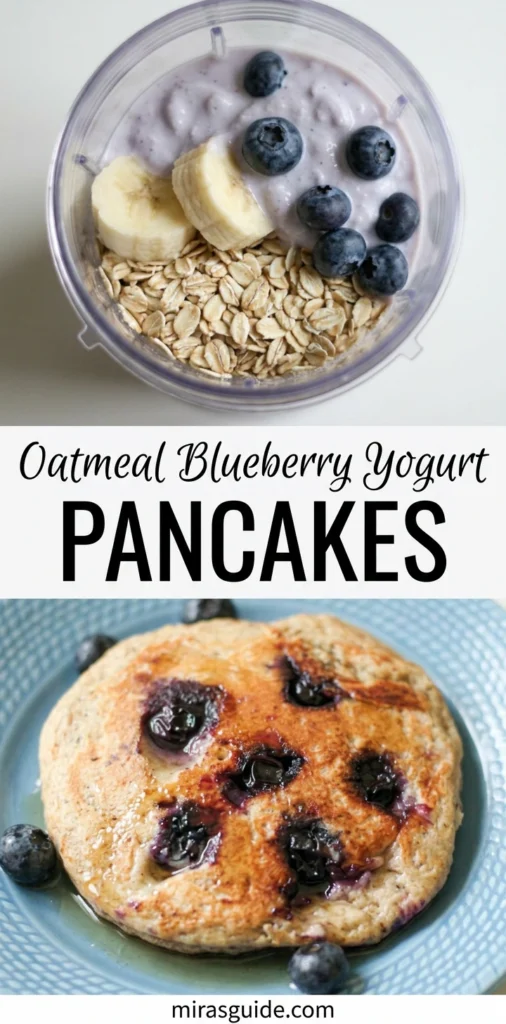 Oatmeal blueberry yogurt pancakes