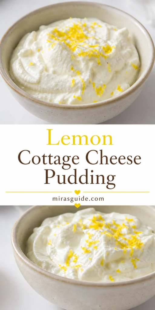 Lemon cottage cheese pudding in a bowl with lemon zest