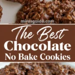 Chocolate no-bake oatmeal cookies on a plate