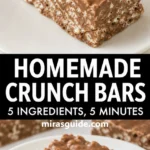 No-bake chocolate peanut butter crunch bars on a white plate