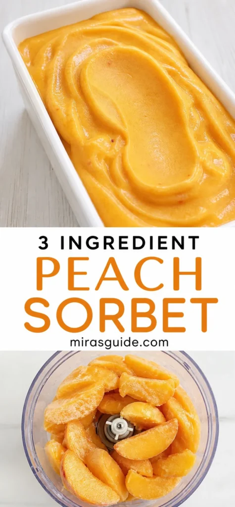 3-ingredient peach sorbet with frozen peach slices