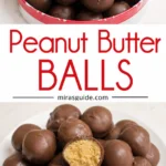 Chocolate-covered peanut butter balls, one bitten open