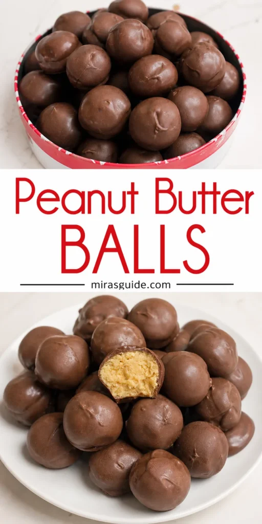 Chocolate-covered peanut butter balls, one bitten open