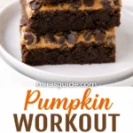 Pumpkin workout brownies stacked with chocolate chips on top