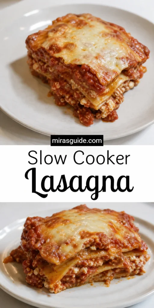 Slow cooker lasagna with melted cheese layers