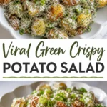 Viral crispy smashed potato salad with roasted baby potatoes, dill, and creamy dressing
