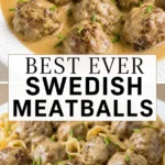Swedish meatballs in cream gravy over egg noodles