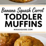 Banana squash carrot toddler mini muffins in a muffin tin