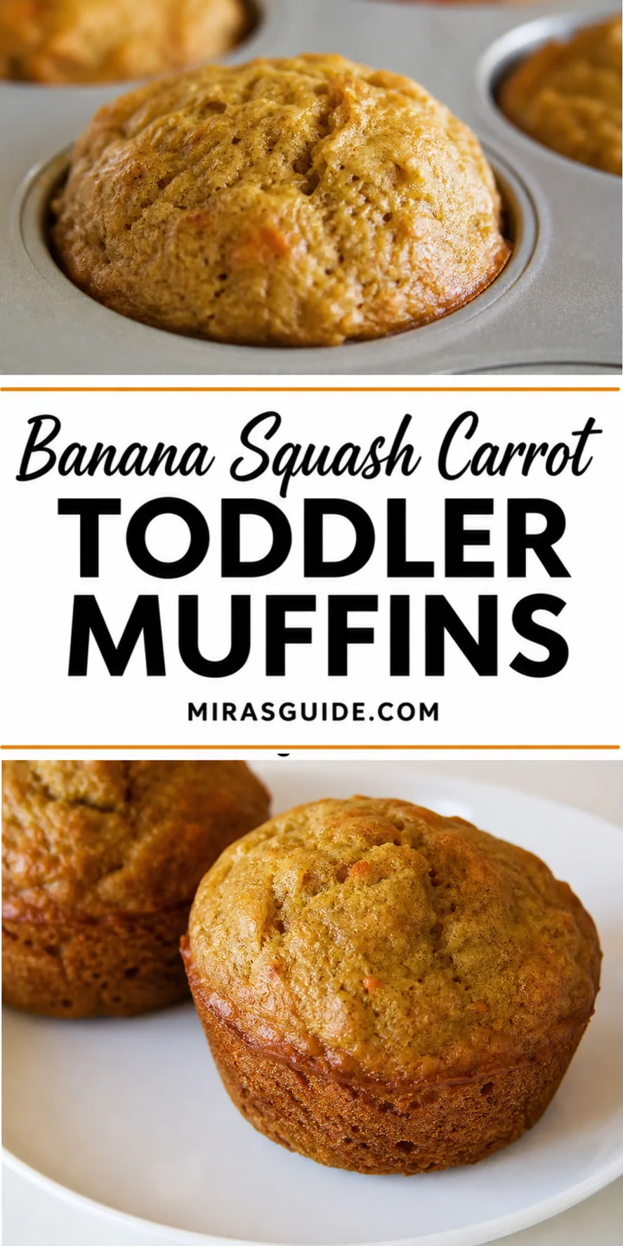 Banana squash carrot toddler mini muffins in a muffin tin