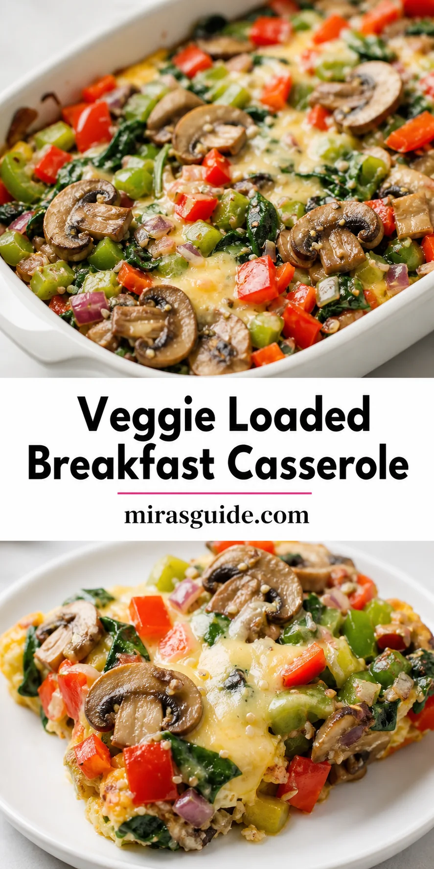 Veggie loaded breakfast casserole with mushrooms and peppers