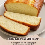 Sliced zero carb yogurt bread loaf made with Greek yogurt, almond flour, and eggs