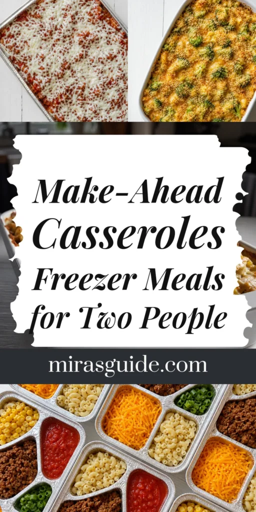 Freezer Casseroles for Two (8 Small-Batch Pans) — freezer meal prep pin graphic