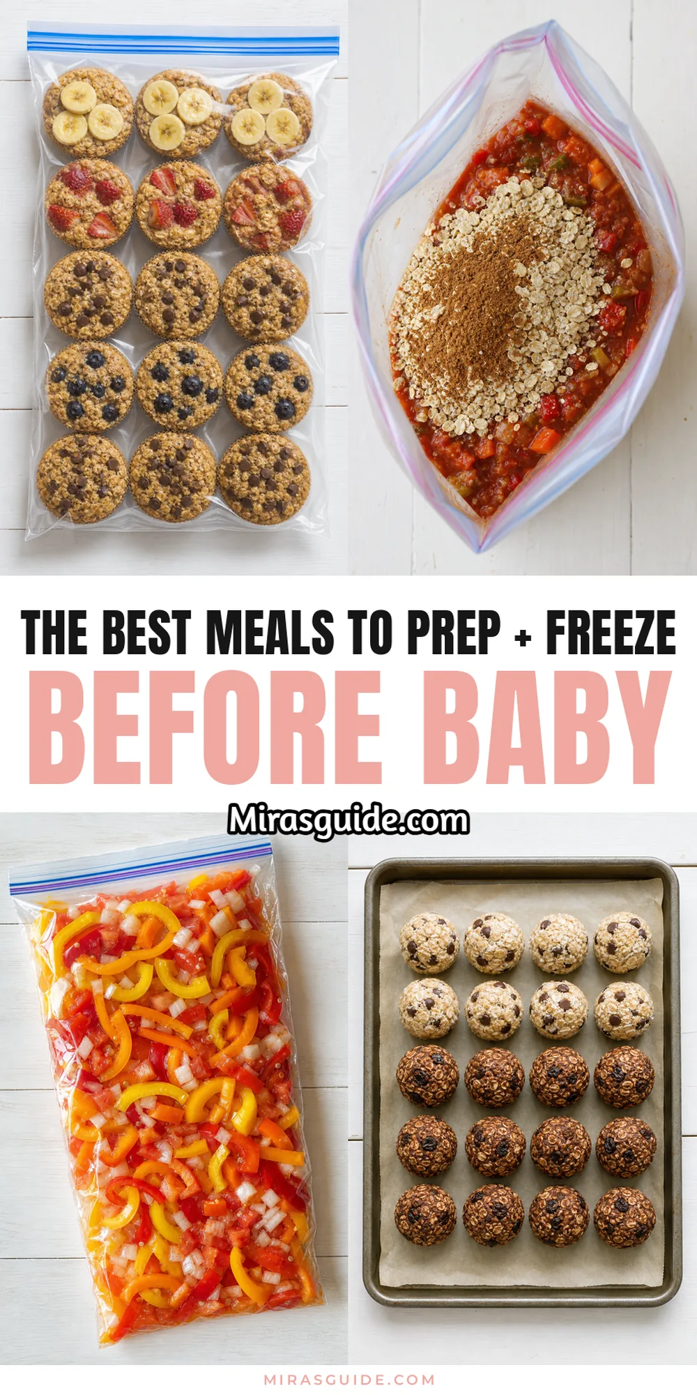 Freezer Meals for New Moms (10 Dinners + Snacks) — freezer meal prep pin graphic