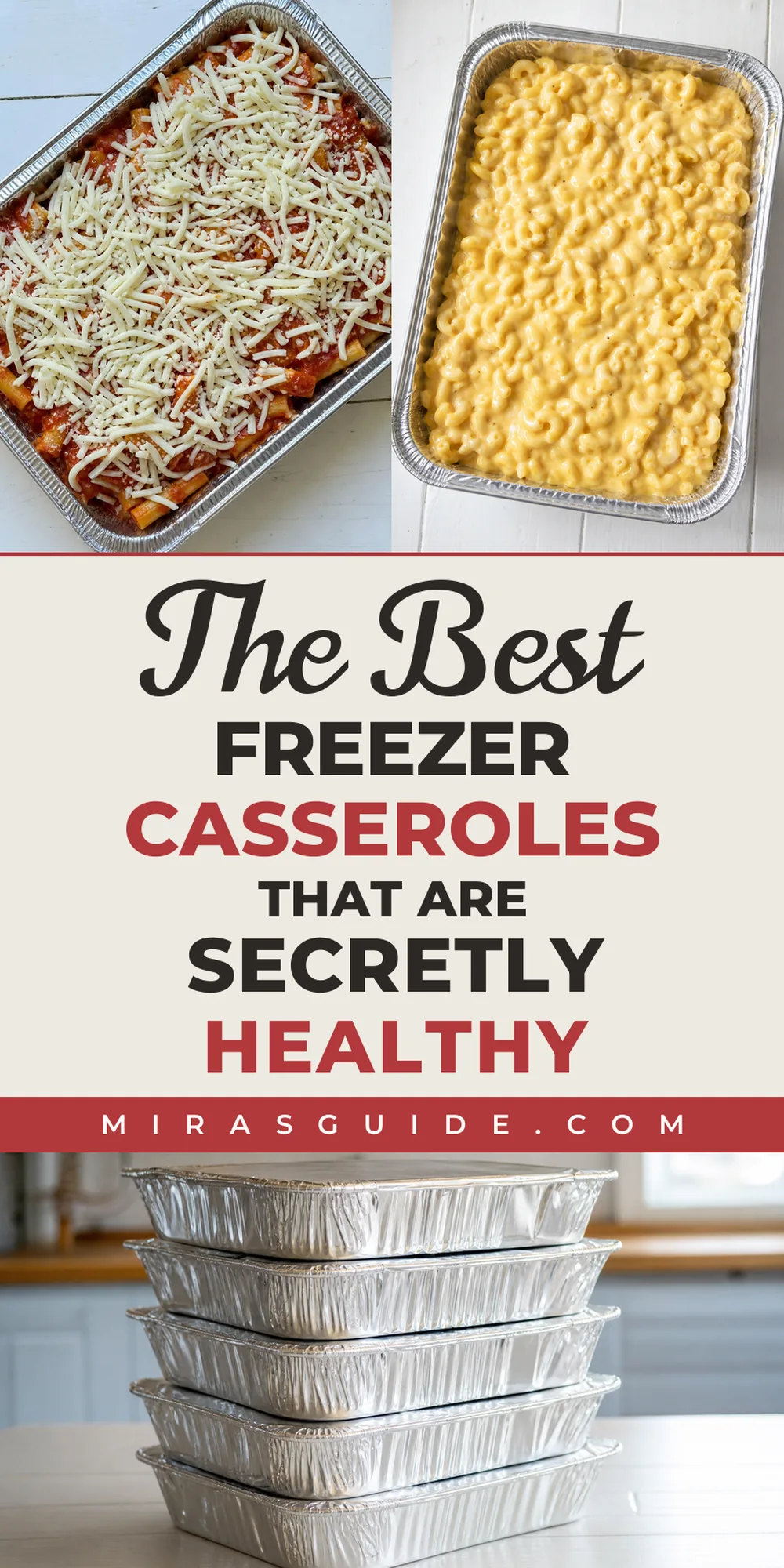 10 Healthy Freezer Casseroles (No Mush, Ever) — freezer meal prep pin graphic